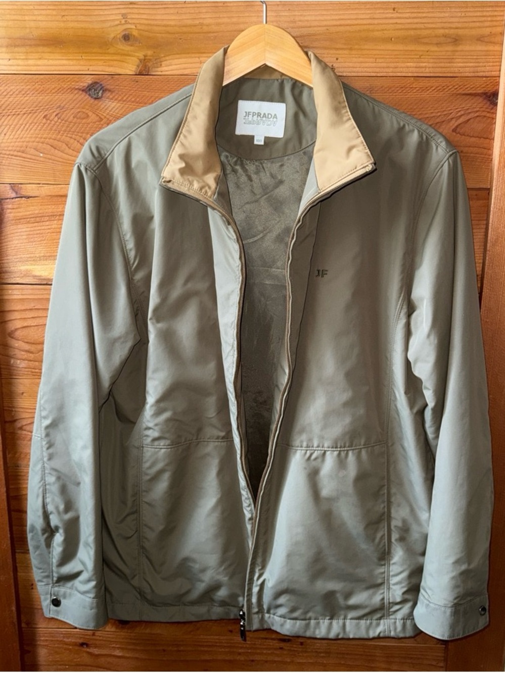 JFPrada Men's Olive and Tan Lightweight Jacket